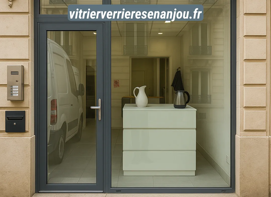 Façade vitrine de magasin en aluminium sur mesure à Verrières-en-Anjou